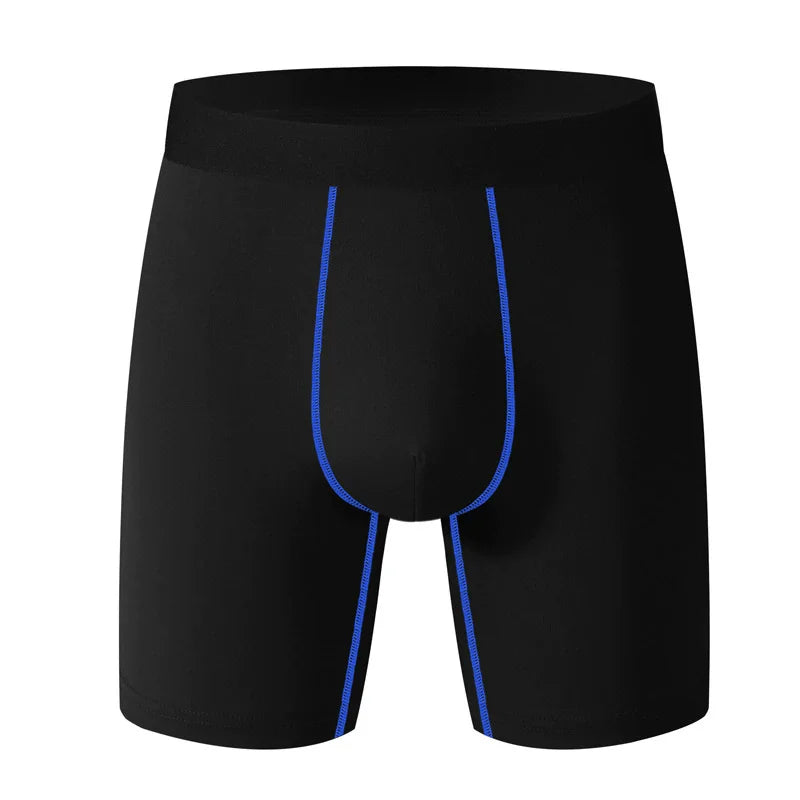 5PCS/SET Men's Underwear Black Color Boxer Shorts Sports Stretch Long Term Underwear Cycling Men's Shorts Fashion Men Underpant