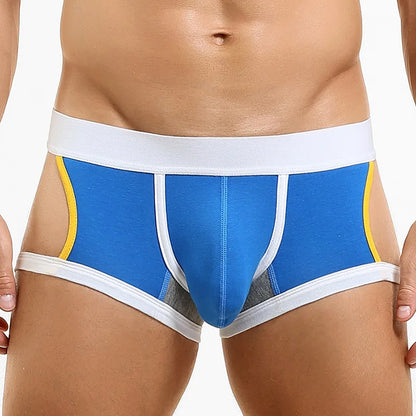 4-Pack SEOBEAN Men's Low-Waist U-Shape Flat Briefs Underwear Trendy Side-Light Design Comfortable Innerwear for Men
