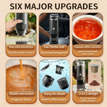 Electric Capsule Grind-and-Brew Coffee Maker Portable Coffee Maker Compatible with Ground Coffee and K-Cup Pods