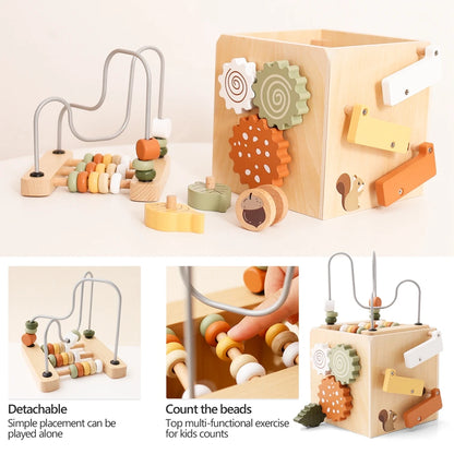 Children's Montessori Toys Wooden Building Blocks Shape Matching Toys Kids Educational Wooden Box Puzzle Toys Stacking Game