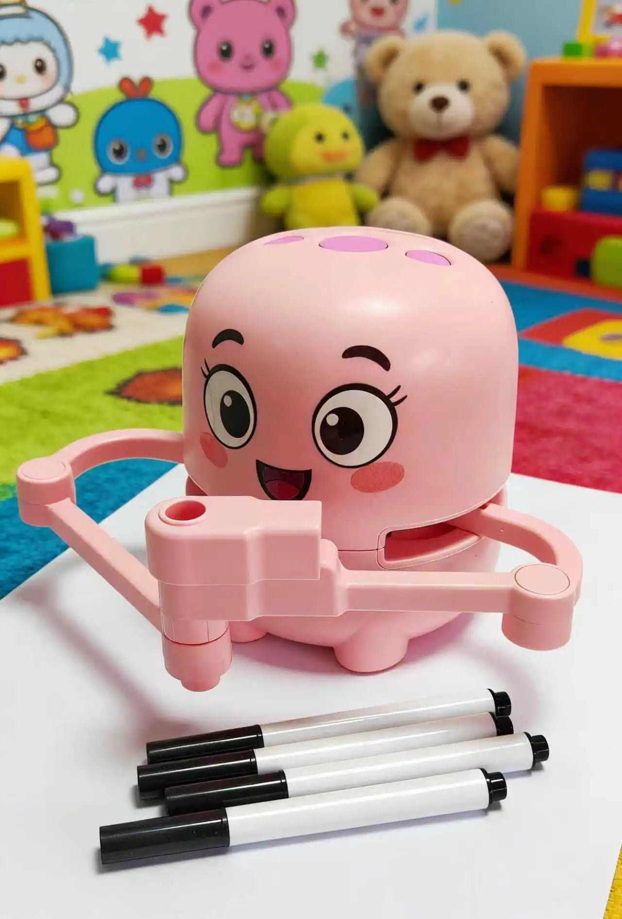 Children's Early Education Painting Robot, Pink, Children's Toy Gift, Includes 100 Drawing Cards
