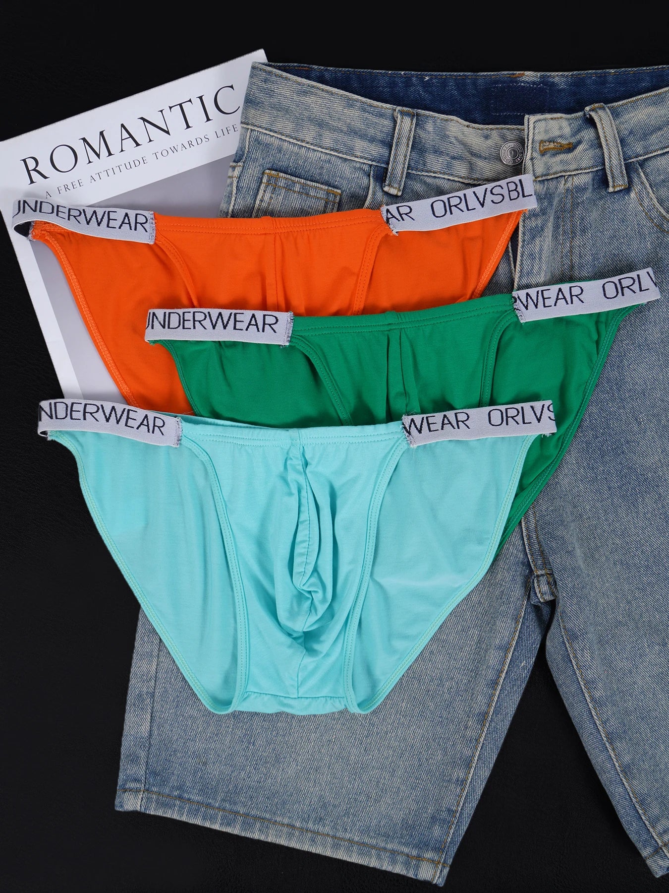 3 PCS Men's Colorful Modal Briefs U Convex Pouch Elastic Waistband Soft Breathable Sexy Underwear