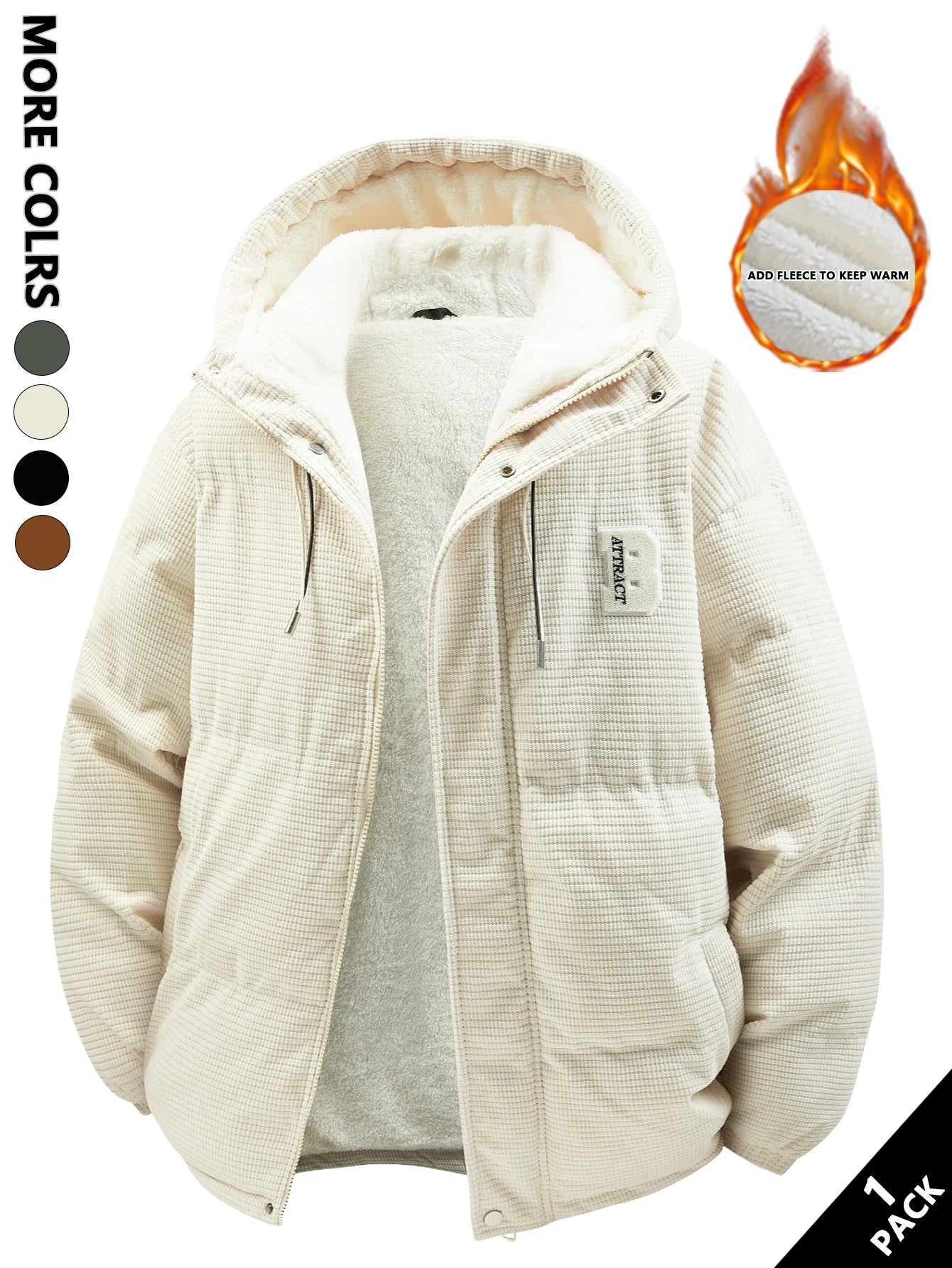 Men's Hooded Cotton Jacket Is Light and Warm Without Being Bulky. the Hood Adds Practicality and Is Suitable for Outdoor Light Activities, Warm-Up Exercises, Layering in Autumn and Winter, Daily Shopping, Friend Gatherings, a