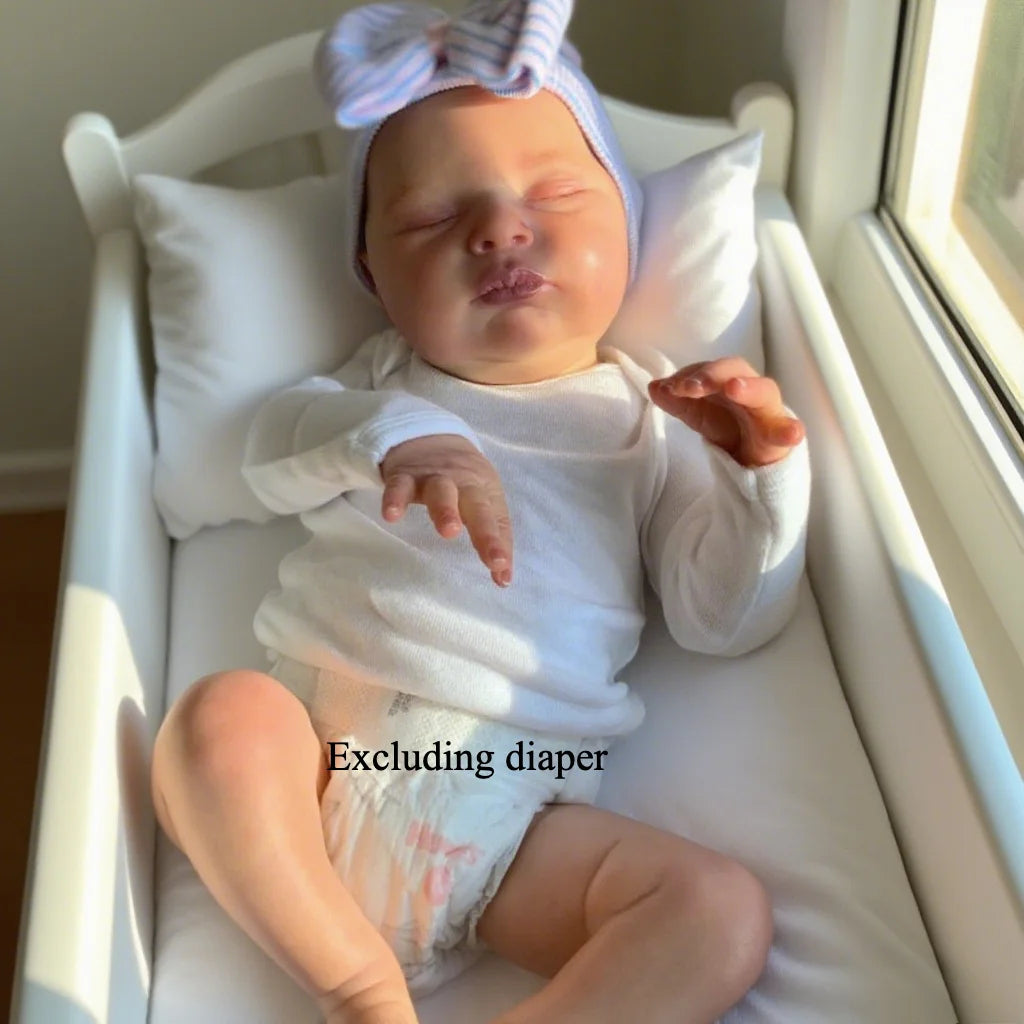 BZDOLL 50cm 20inch Asleep Reborn Baby Doll with 3D-paint Skin, Visible Veins (Soft Vinyl Limb, Cloth Body) Alive Newborn Art Toy for Kids Princess Gifts