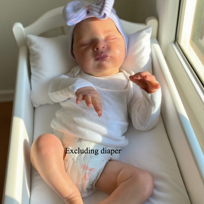 BZDOLL 50cm 20inch Asleep Reborn Baby Doll with 3D-paint Skin, Visible Veins (Soft Vinyl Limb, Cloth Body) Alive Newborn Art Toy for Kids Princess Gifts