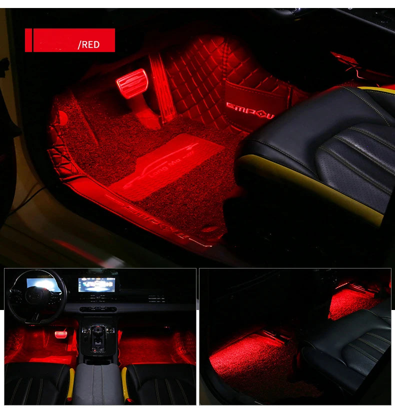 LED RGB Car Foot Ambient Light With USB Wireless Remote Voice Music APP Control Cigarette Lighter Car Footwell Lights