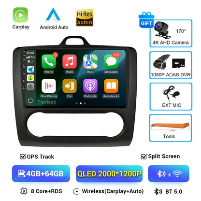 For ford focus 2 Mk2 2004-2008 2009 2010 2011 Android Auto GPS 2din autoradio GPS 2din DVR Android 16 Car Radio 4G+WIFI Carplay