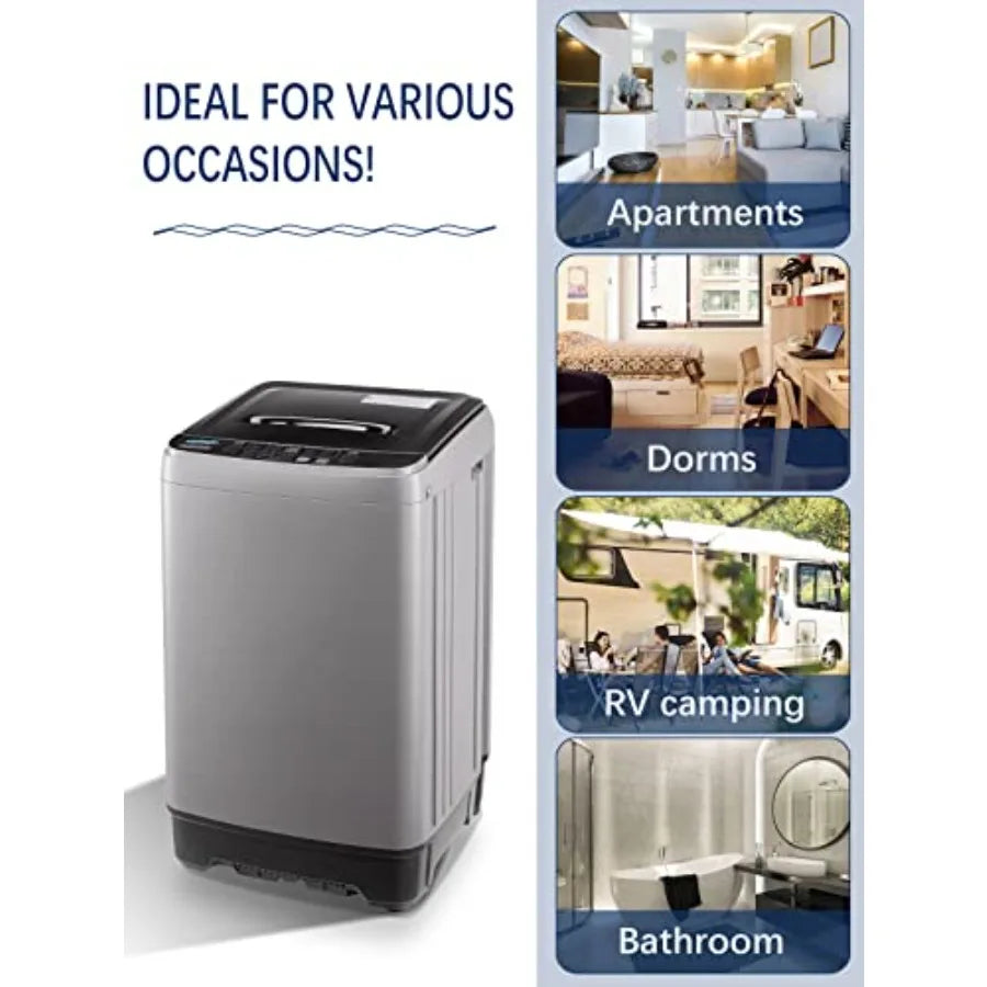 Full Automatic Washing Machine for RV, Camping, Apartment, Dorm: Dark Grey Portable Washer with LED Display, 17.7 lbs Capacity,