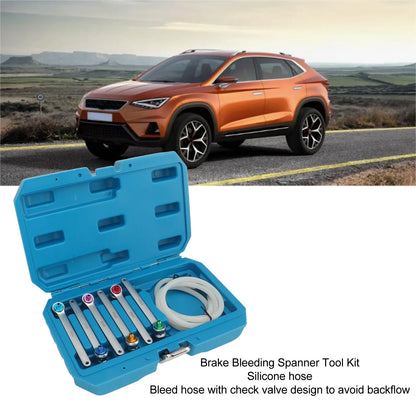 Bleed Brake Fluid Spanner Kit Brake Bleeding Wrenches Efficient Bleeding High Hardness Silicone Hose with Storage Box for Car