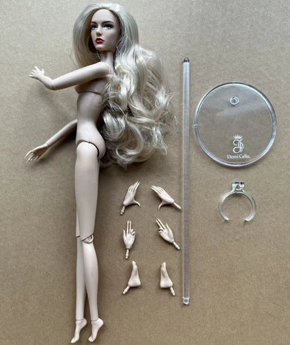 1/6 Female Super Model DC Doll Head Body Figure With Good Makeup Heads With 2 Pairs Hands 1 Feet and Clear Doll Stands