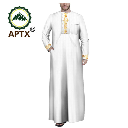 Muslim Jubba for Men Quality Thobe Tailor Made Single Breasted Loose Casual Style Long Robe for Event Wedding TA2014001