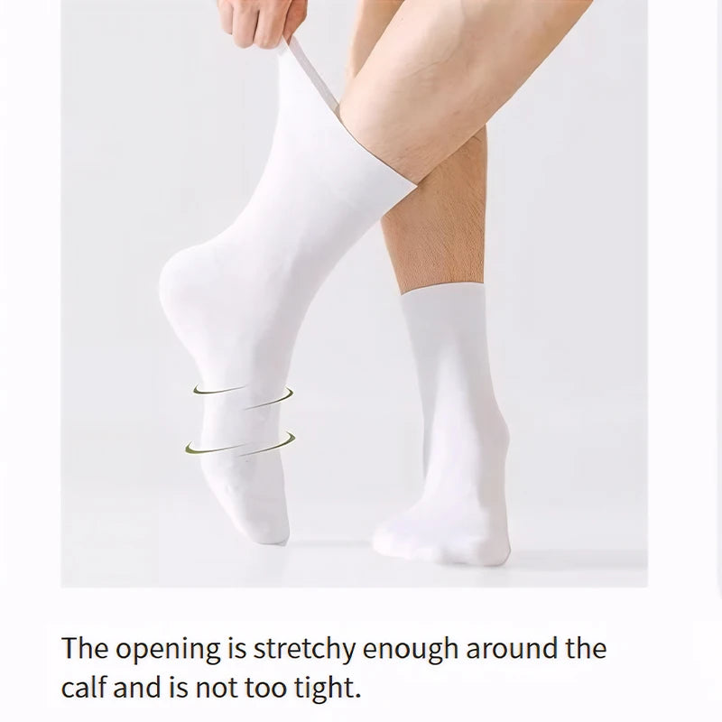 ZEXOLAP 2025 High Quality Casual Men's Business Socks Summer Winter Cotton Socks Quick Drying Black White Long Sock Plus Size US