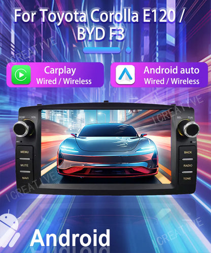 Car Radio Android For Toyota Corolla E120 2003-2006 BYD F3 Carplay Multimedia 7'' Player 2Din Autoaudio Head Unit Navigation GPS