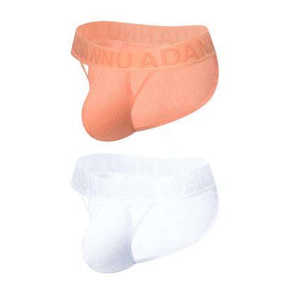 Men's 100% Cotton Ribbed Briefs U Convex Pouch Embossed Elastic Waistband Soft Skin-Friendly Breathable Underwear