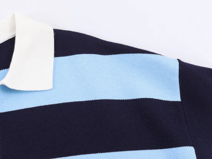JNLEAOG Fashionable Striped Knitted  Shirt Women's Loose Fit Classic Pattern Long Sleeve Youthful Vitality Autumn New Arr...