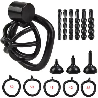 2026 Male Penis Chastity Cage Set Small Chastity Cage 5 Cock Rings With Urethral Sound Plug Penis Bondage Slave Man Sex Toy