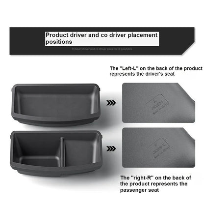 Under Seat Storage Box For Tesla 2026 Model YL 6-Seat TPE Drawer Front Rear Seat Lower Organizer Tray Car Interior Accessories