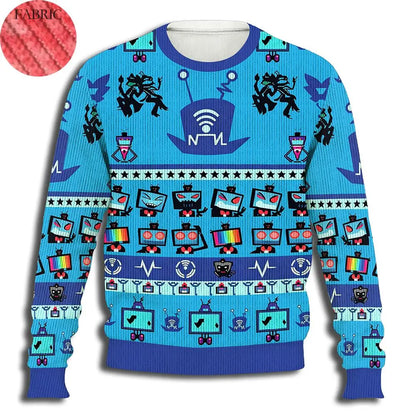 2026 Hot Hazbin Hotel Vox Print Ugly Sweater Y2K Winter Streetwear Pullover Men's and Women's Harajuku Style Fun Casual Top Gift