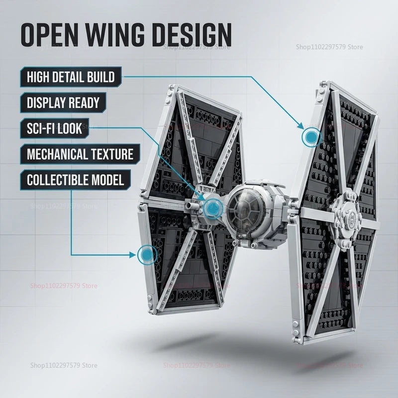 MOC Space War Series Tie Fighter DIY Building Blocks Set Toys Imperial Model Toy for Birthday Gift