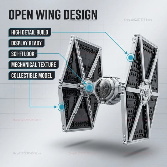 MOC Space War Series Tie Fighter DIY Building Blocks Set Toys Imperial Model Toy for Birthday Gift