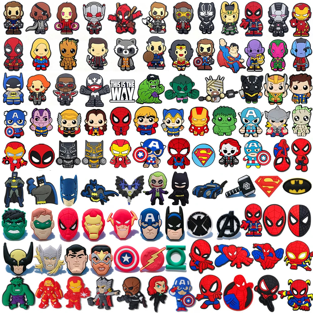 7-104Pcs Hot Toys Cartoon Series Shoe Charms for Clogs Sandals Decoration Shoes Accessories Buckle for Kids Friends Gift