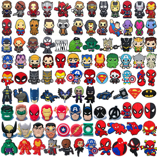 7-104Pcs Hot Toys Cartoon Series Shoe Charms for Clogs Sandals Decoration Shoes Accessories Buckle for Kids Friends Gift