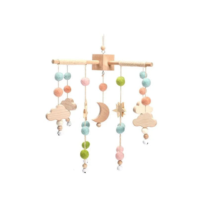 Baby Crib Bed Bell Rattle Toy 0-12 Months Wooden Mobile Cartoon Bee Bed Bell Hanging Toy Holder Bracket Infant Crib Bracket Gift