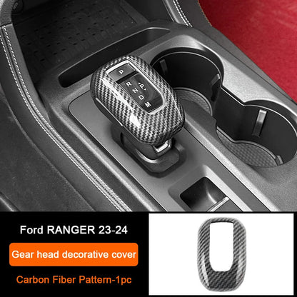 Carbon Fiber Car Interior Overlay Accessories For Ford Ranger Raptor Wildtrak T9 2022-2025, Central Gear Shift Panel Door Trim