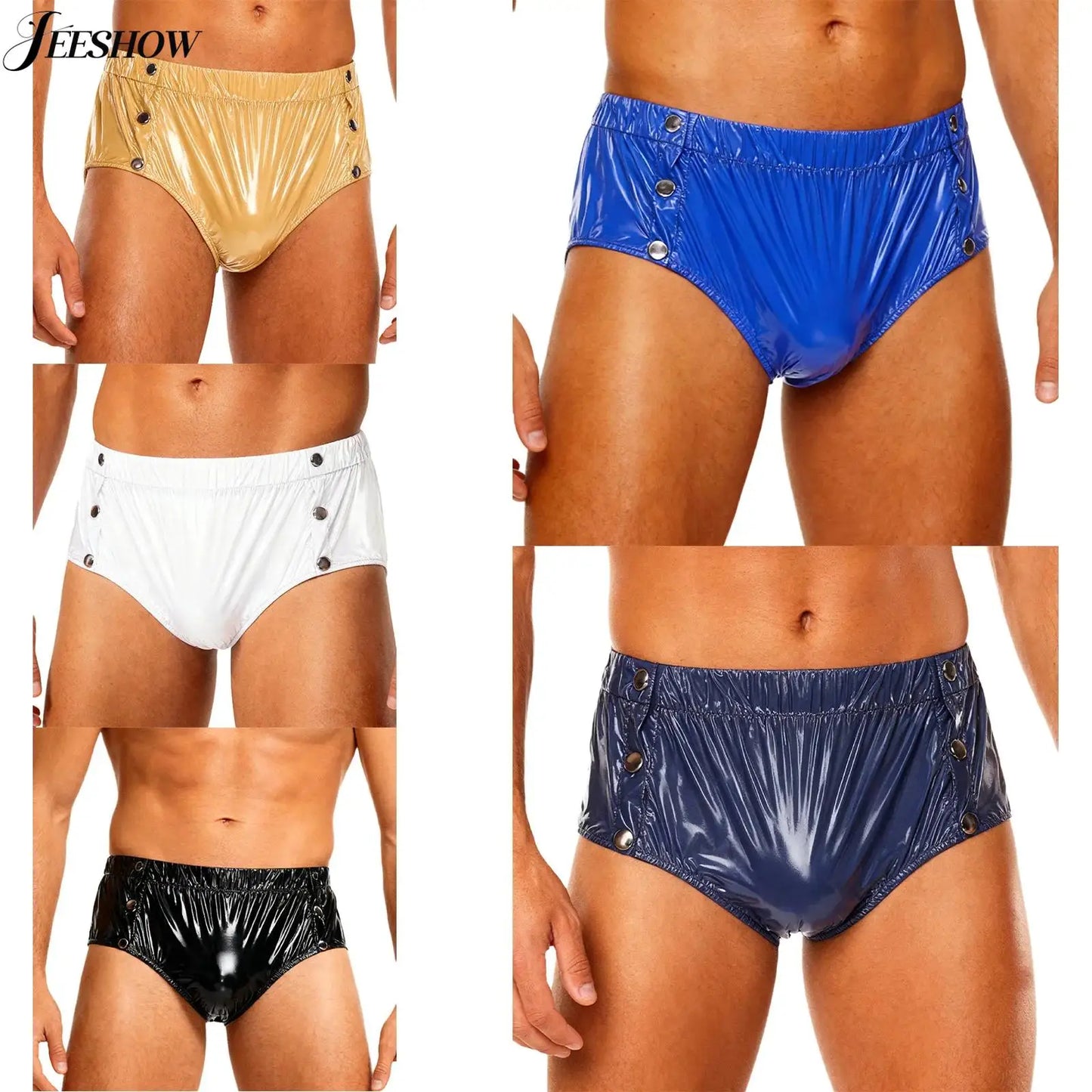 Mens Waterproof Incontinence Diaper Cover Solid Color Elastic Waistband Side Pressing Button Tear-away Washable Briefs Underwear