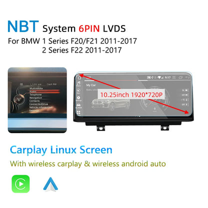 Wireless Carplay Android 14 For BMW F20 F30 F21 F22 F31 F32 F33 F34 F36 NBT EVO Multimedia Player Auto Radio Screen GPS
