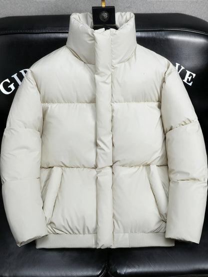 2025 Winter Men's Thickened down Cotton Jacket Warmth Frostproof PU Leather Durable Fashionable Urban Style Long Sleeve Coat