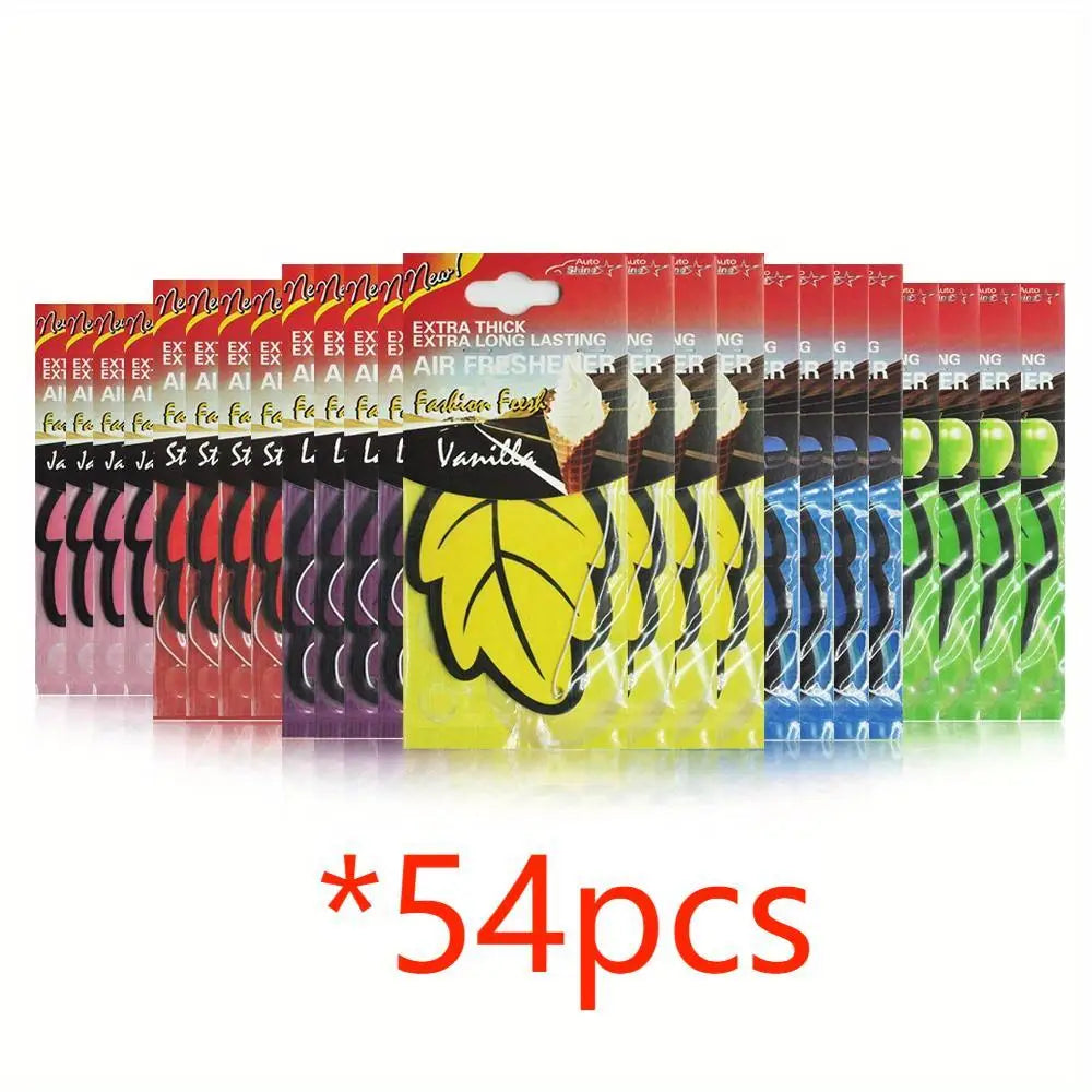 6/12/18/24/48/60pcs Leaf Shape Car Air Freshener Natural Tea Paper Auto Hanging Vanilla Perfume Fragrance Accessories Interior