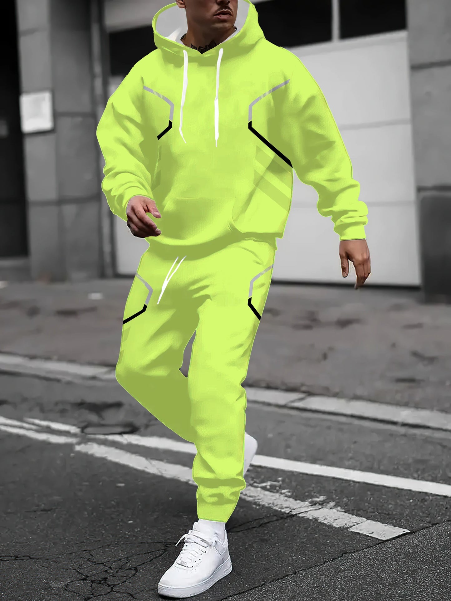 The new men's hoodie set for Spring and Autumn 2025 features a casual fashionable soft and comfortable 3D pattern print