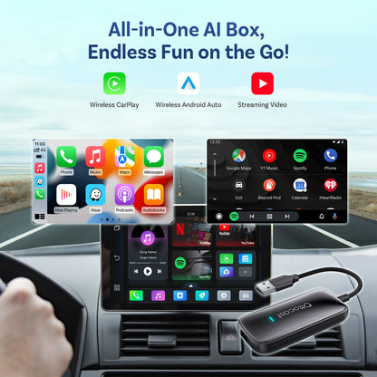 OTTOCAST Play2Video Ultra Wireless CarPlay AI BoxVideo Streaming forCar YouTube Netflix IPTV Plug&Play for Factory Wired CarPlay