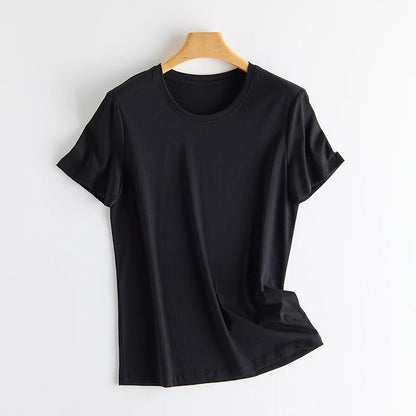 Summer Short Sleeve T-Shirt Women Tee Shirts Real Silk Linen Cotton T Shirt Women's Casual Tees V-neck Woman Tshirt Solid Tops