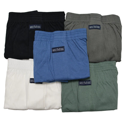 5PCS/Pack 100% Cotton Men Solid Pajama Pants Casual Elastic Waist Sleeping Shorts 3D Crotch Bottoms Breathable Pijama Hombre