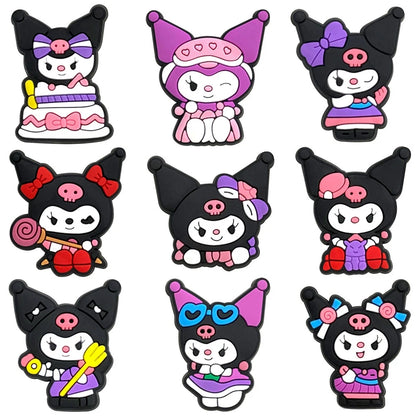 6-66PCS Cartoon Kuromi Shoe Charm Mix Wholesale PVC Decor Buckle Sandal Clog Bag Wristband Detachable Waterproof To X-MAS Gift
