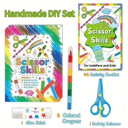 Scissor Skills Activity Book Fun Cutting & Creative Activities for Toddlers Child-Safe Scissors DIY Craft Kit Gift for Kids