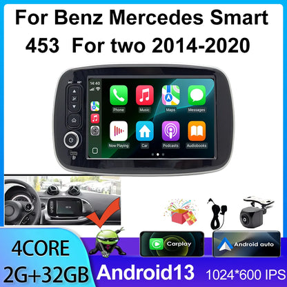 8inch Multimedia Navigation GPS Screen Android Auto Carplay Radio for Benz Smart 453 Fortwo 2014-2020 Car Autoradio