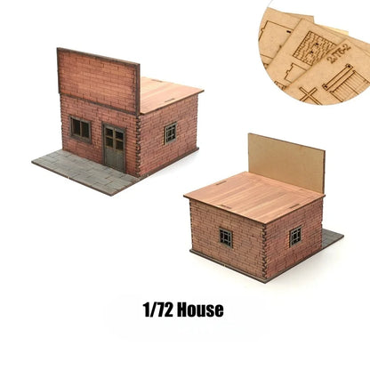1/72 Scale Western Town Wooden Model Kit DIY Assembly for Display and Scene Building
