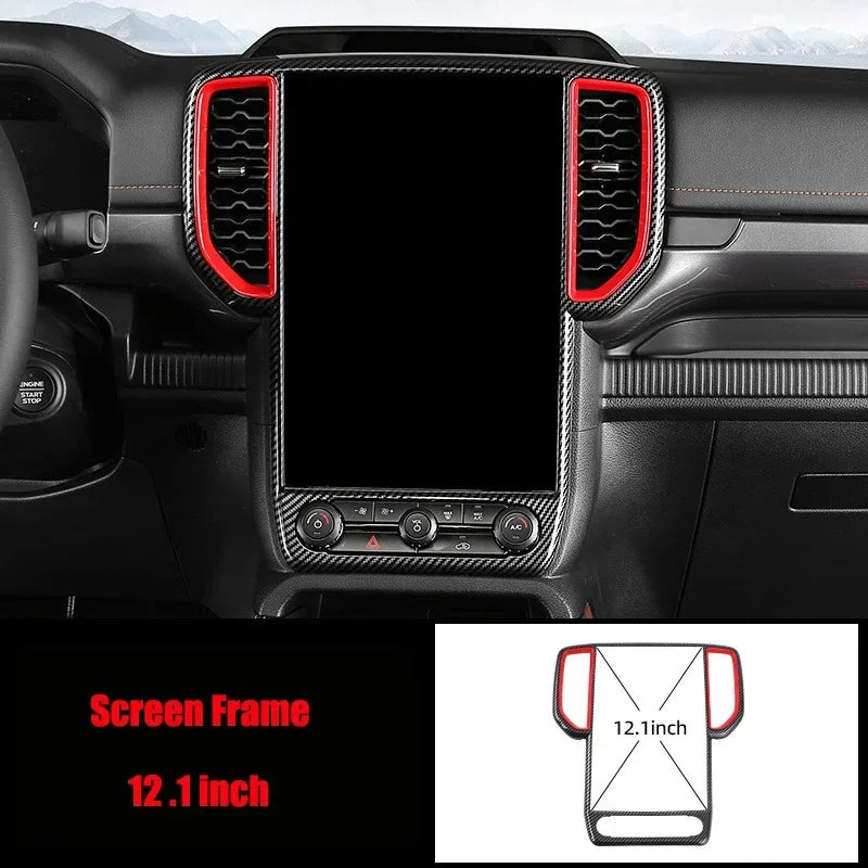 For Ford Ranger P703 T9 XL XLT Wildtrak Raptor 2023-2025 Carbon Fiber Texture Gear Shift Panel Cover Interior Trim Full Set