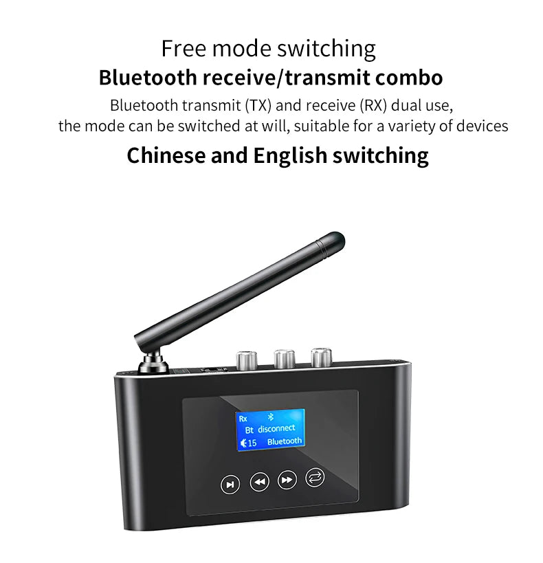 New 2 in 1 Long Range Bluetooth 5.1 Audio Transmitter Receiver RCA 3.5mm AUX Stereo Wireless Adapter For PC TV Headphones Car