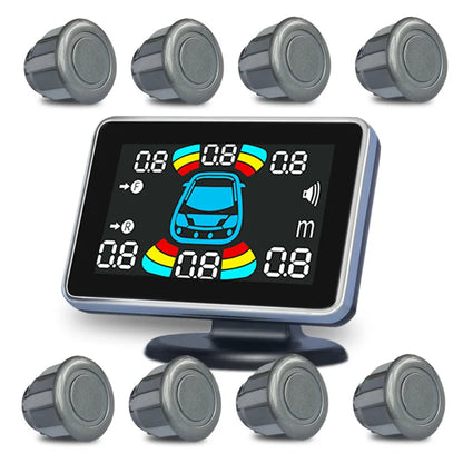 8 Parking Sensor Parktronic Car Automobile Reversing Backup Radar Electronics Rear Auto Detector Backing Assistance Kit Buzzer