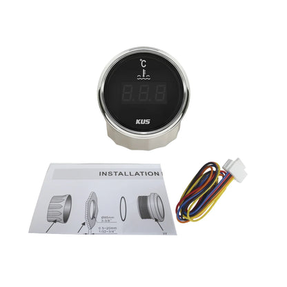 KUS Water Temp Temperature Gauge Meter Indicator 40-120℃ with Backlight 12V/24V 52MM(2") for Car Truck Sailboat