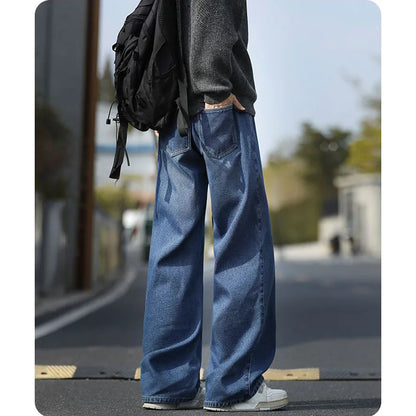 Hot Sale Men Snow Warm Plush Fleece Jeans Male Classic Loose Straight Leg Denim Pants Fashion Versatile Thickened Warm Trousers