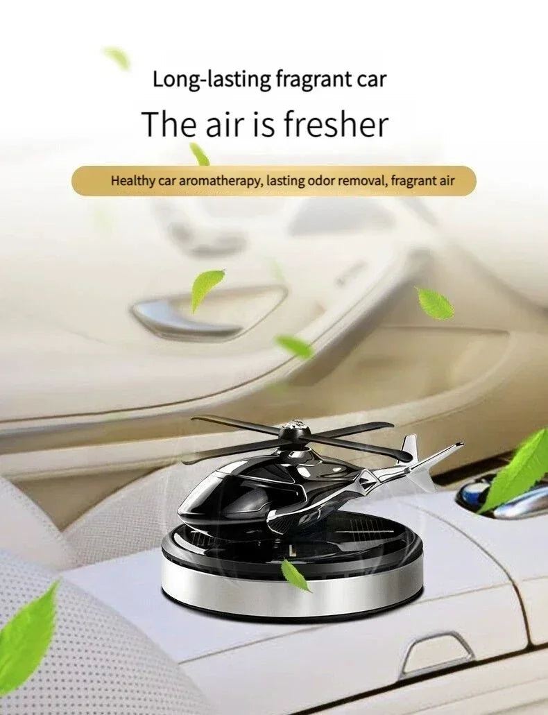 Car Air Solar Helicopter Decoration Alloy Propeller Rotating Auto Flavoring Perfume Diffuser Car Interior Accessories
