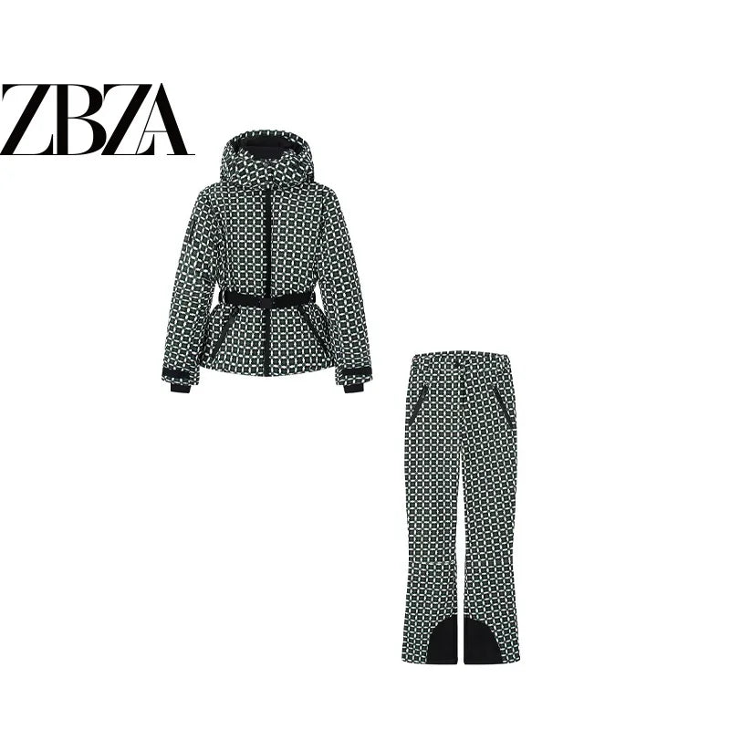Fashionable Personality ZR Wind Women's Set Top And Pants Long Sleeve Warm Winter Outfit Two-Piece Suit European Style