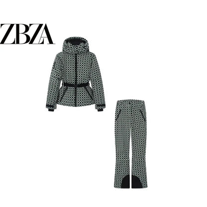 Fashionable Personality ZR Wind Women's Set Top And Pants Long Sleeve Warm Winter Outfit Two-Piece Suit European Style