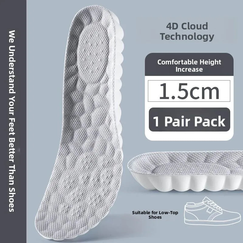 Elevated Insole Shoe Insert Hard Bottom Unisex Invisible 2cm Heightening Pad Comfortable All-Season Footwear Accessory