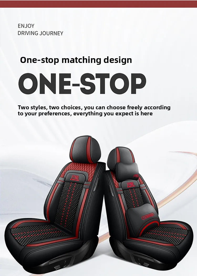 Universal Auto Split Seat Car Full Seat Cover Breathable Ice Silk Nappa Leather Car SUV Cushion Full Seats Cover Protection